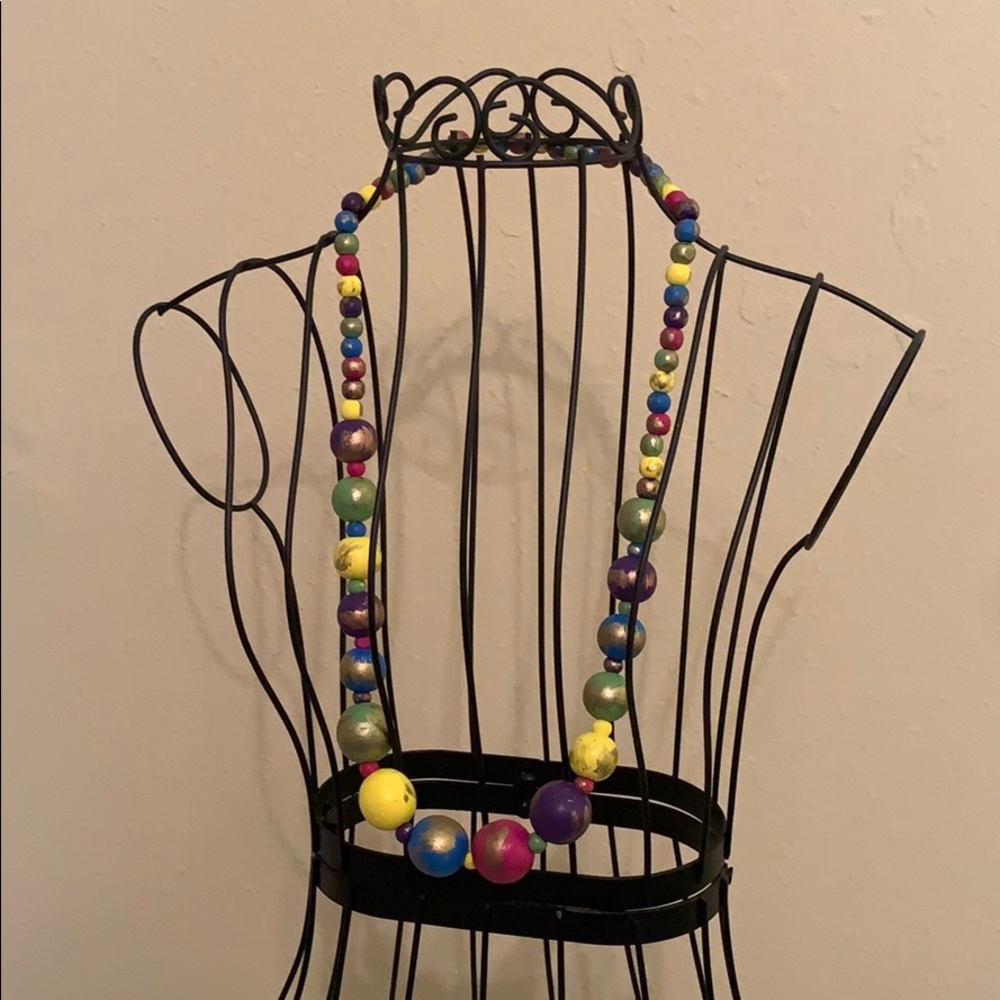 Hand painted wood necklace